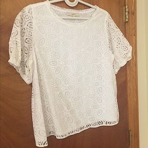 LOFT White Lace Top